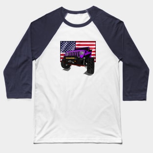 Jeep with American Flag -Purple Essential Baseball T-Shirt